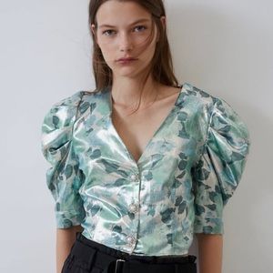Zara Metallic Floral Top size M